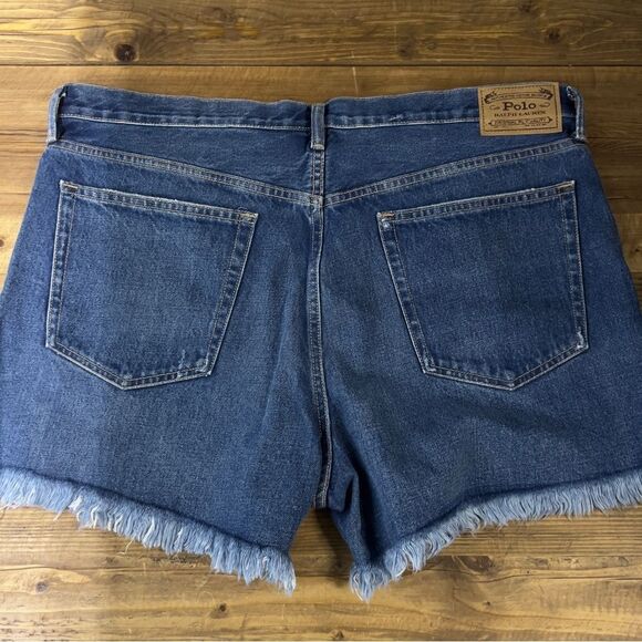 Ralph Lauren Blue Jean Shorts with Frayed Hem - Picture 4 of 4